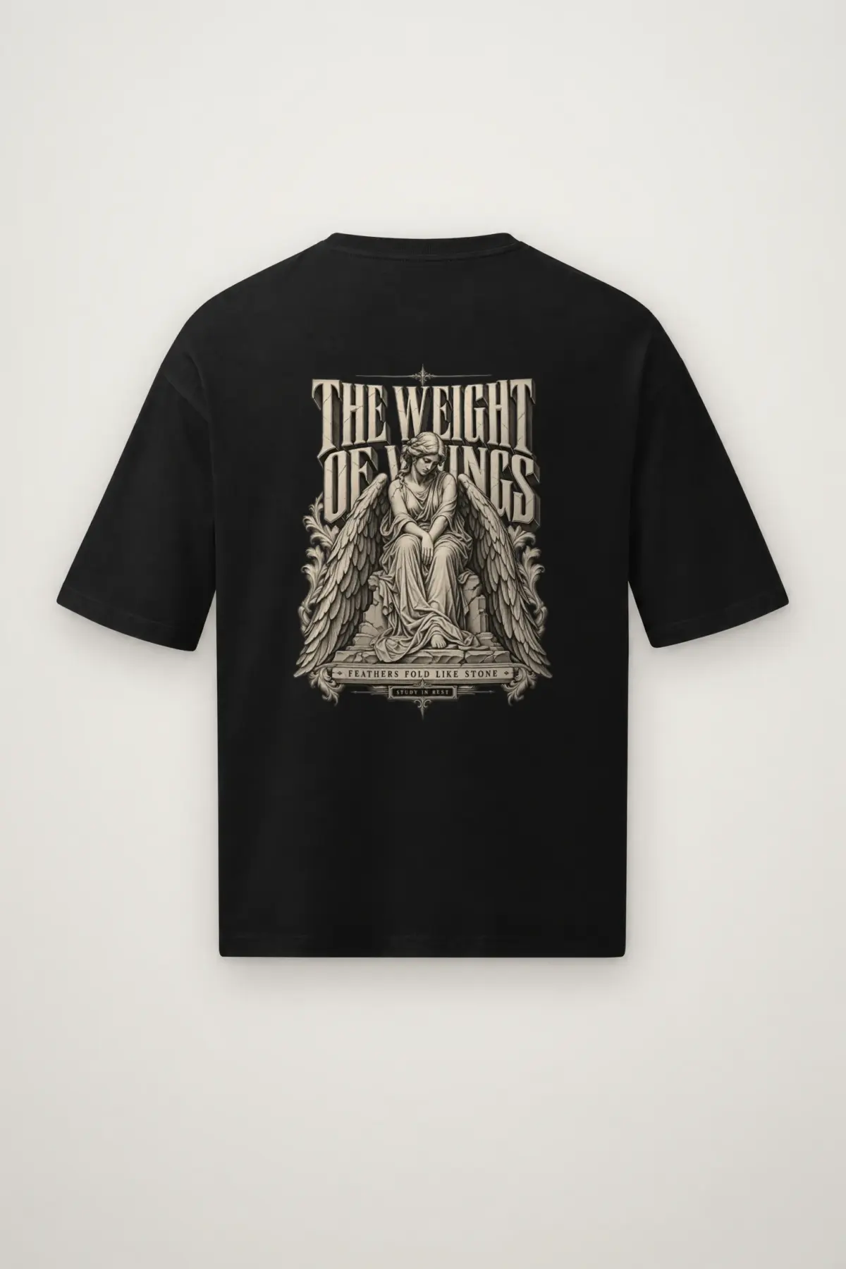 "The Weight of Wings" Men's Oversized Heavyweight Crewneck T-Shirt