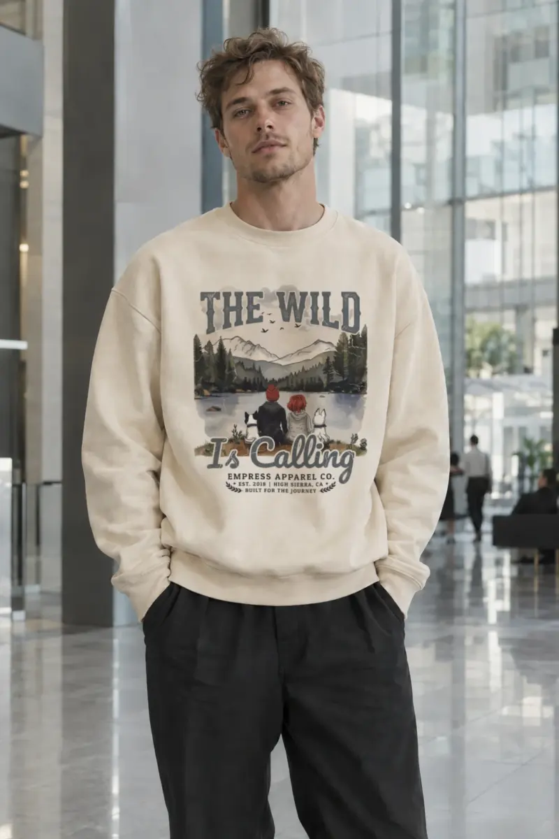 “The Wild Is Calling” Unisex Sponge Fleece Crewneck Sweatshirt | Bella + Canvas 3901