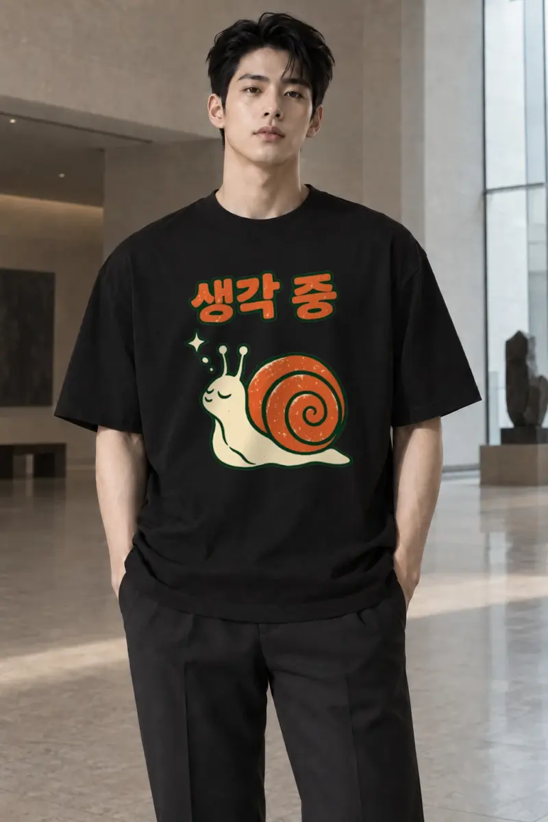"Thinking Snail" Men's Oversized Heavyweight Crewneck T-Shirt | Shaka Wear SHMHSS