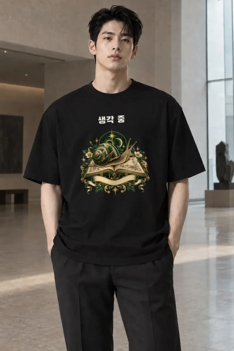 "Thinking Snail" Men's Oversized Heavyweight Crewneck T-Shirt | Shaka Wear SHMHSS