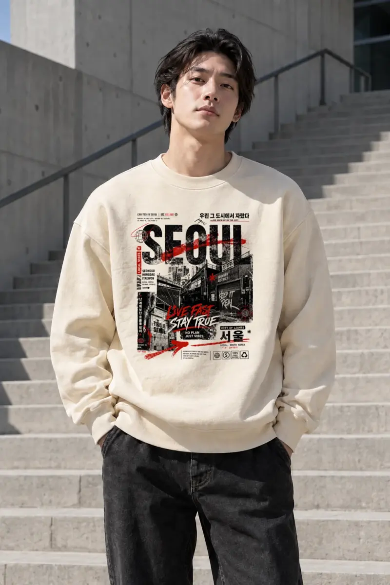 "This Is Seoul" Unisex Sponge Fleece Crewneck Sweatshirt | Bella + Canvas 3901