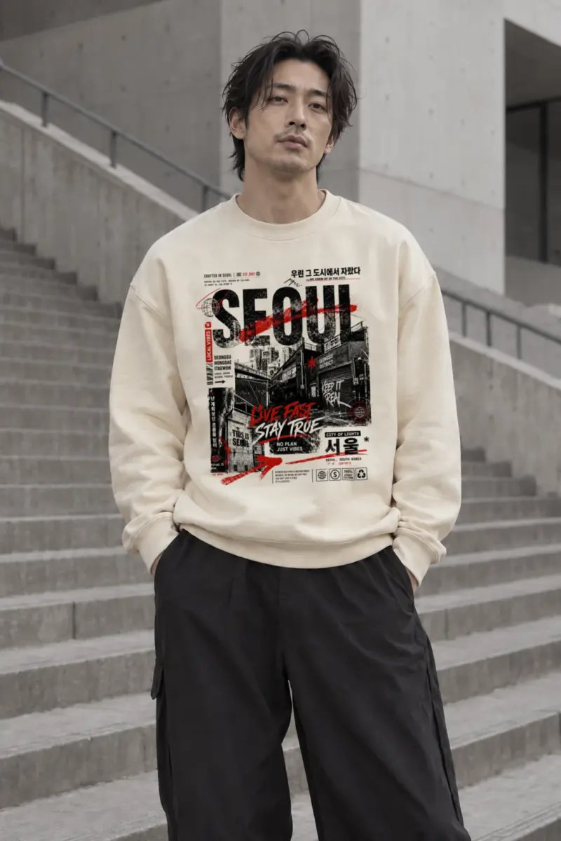 "This Is Seoul" Unisex Sponge Fleece Crewneck Sweatshirt | Bella + Canvas 3901