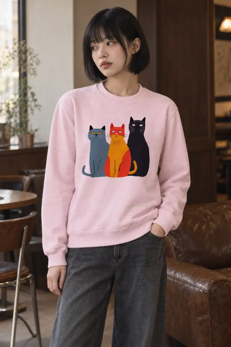"Three Cat Lineup" Heavy Blend Unisex Crewneck Sweatshirt
