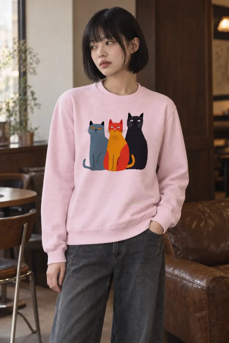 "Three Cat Lineup" Heavy Blend Unisex Crewneck Sweatshirt