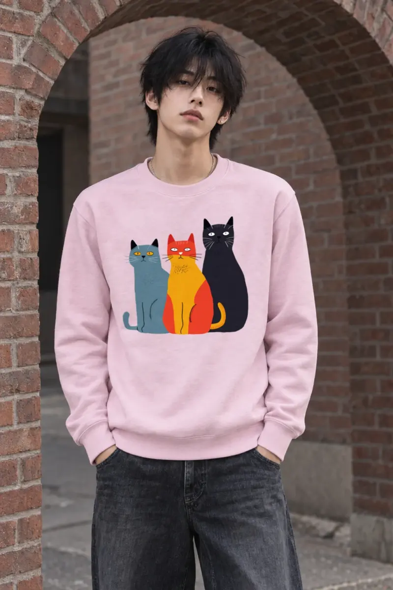 "Three Cat Lineup" Heavy Blend Unisex Crewneck Sweatshirt