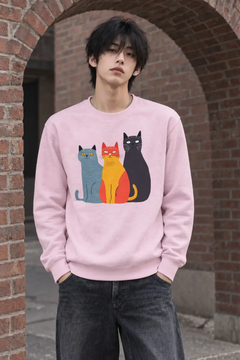 "Three Cat Lineup" Heavy Blend Unisex Crewneck Sweatshirt