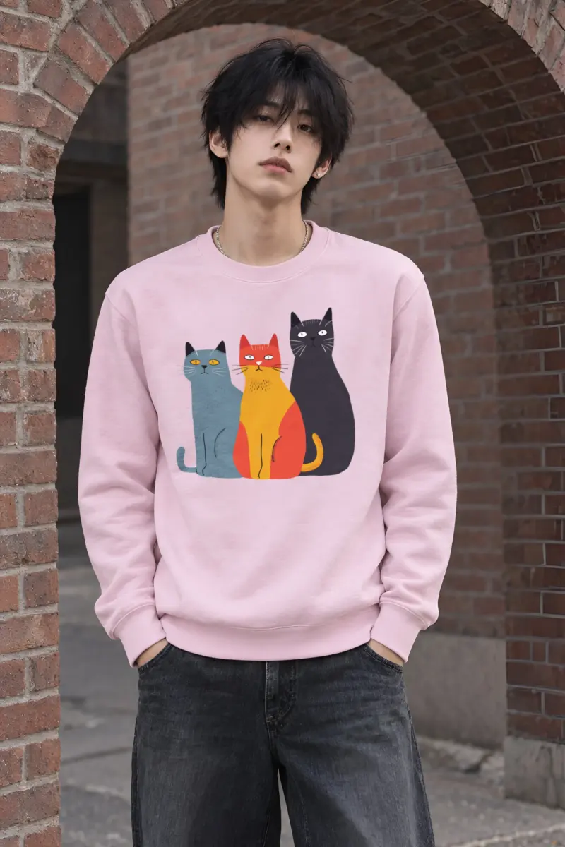 "Three Cat Lineup" Heavy Blend Unisex Crewneck Sweatshirt