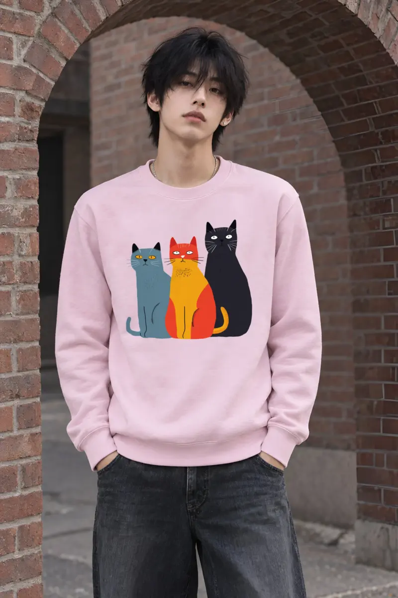 "Three Cat Lineup" Heavy Blend Unisex Crewneck Sweatshirt