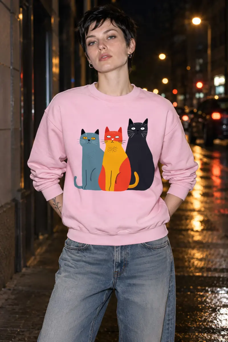 "Three Cat Lineup" Heavy Blend Unisex Crewneck Sweatshirt