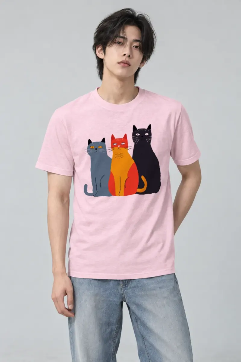 "Three Cat Lineup" Heavyweight Unisex Crewneck T-shirt