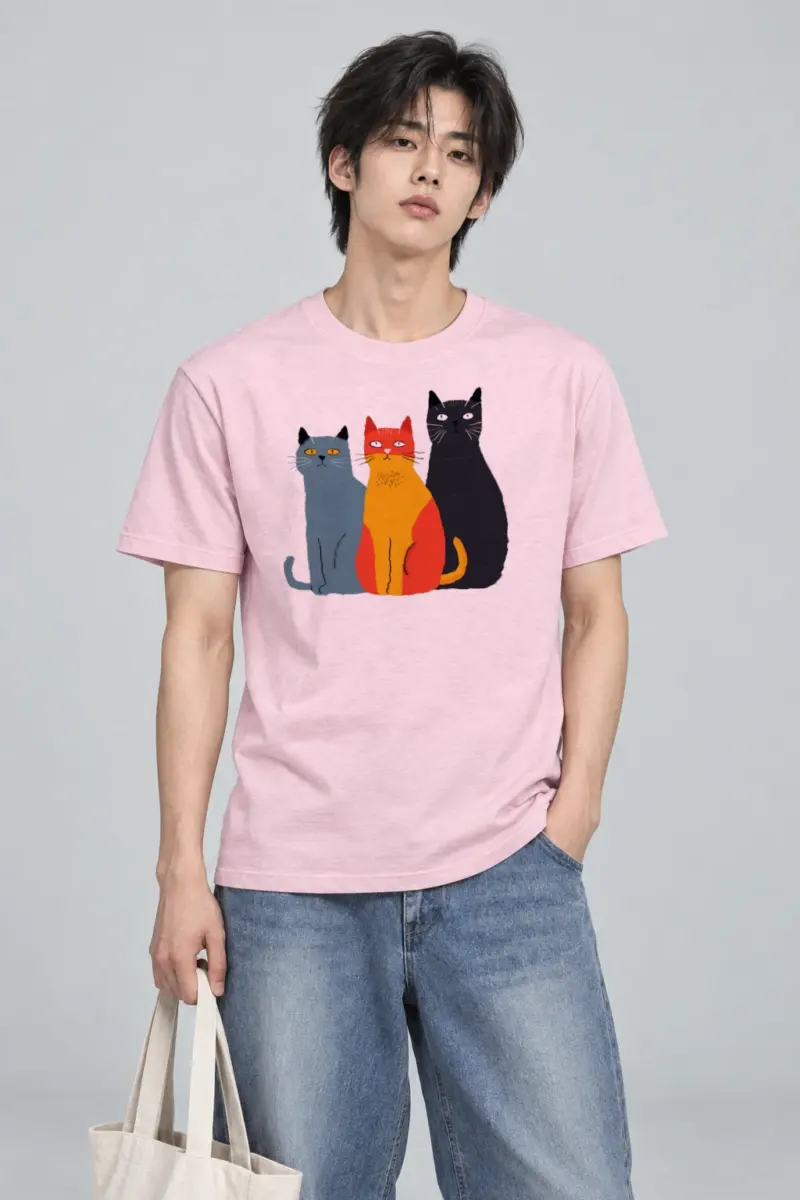 "Three Cat Lineup" Heavyweight Unisex Crewneck T-shirt