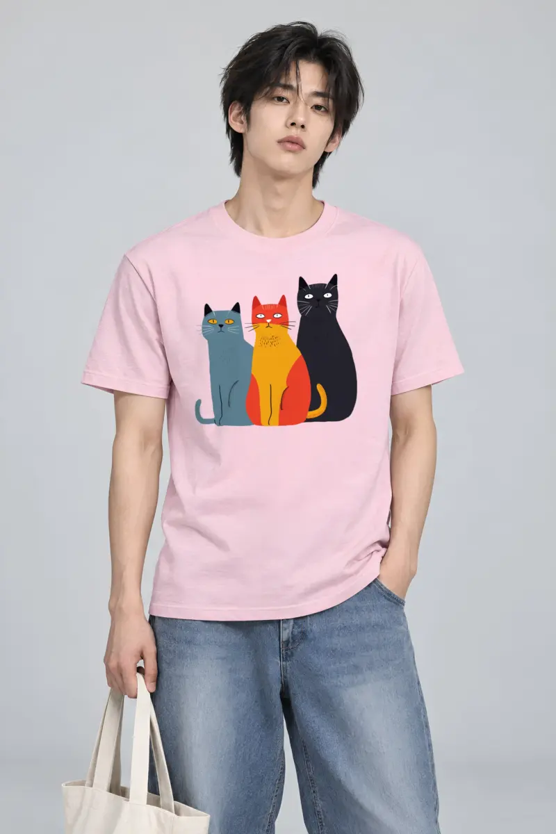 "Three Cat Lineup" Heavyweight Unisex Crewneck T-shirt