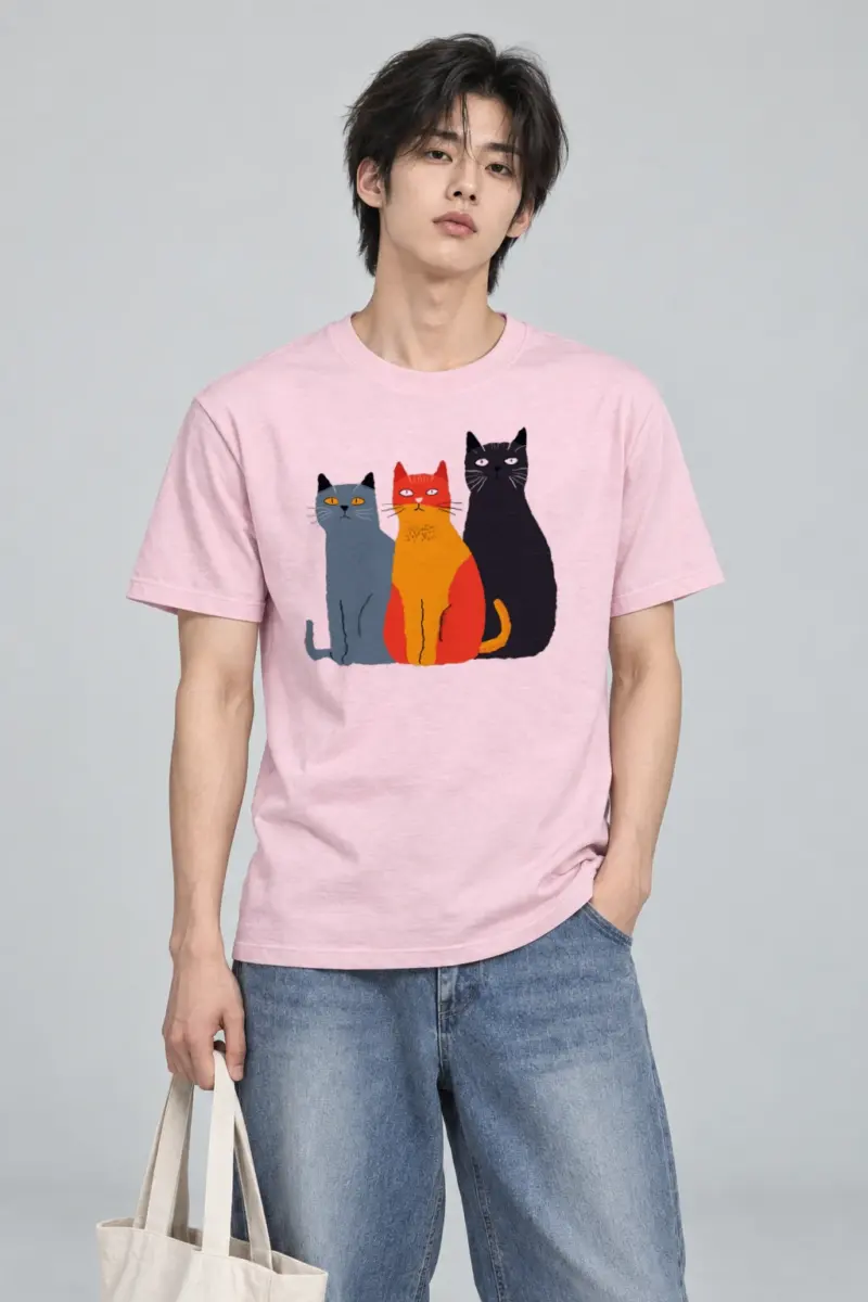 "Three Cat Lineup" Heavyweight Unisex Crewneck T-shirt