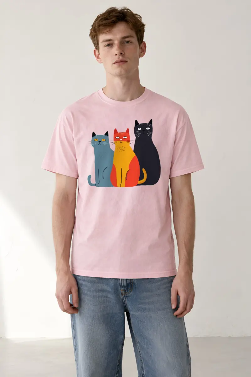 "Three Cat Lineup" Heavyweight Unisex Crewneck T-shirt