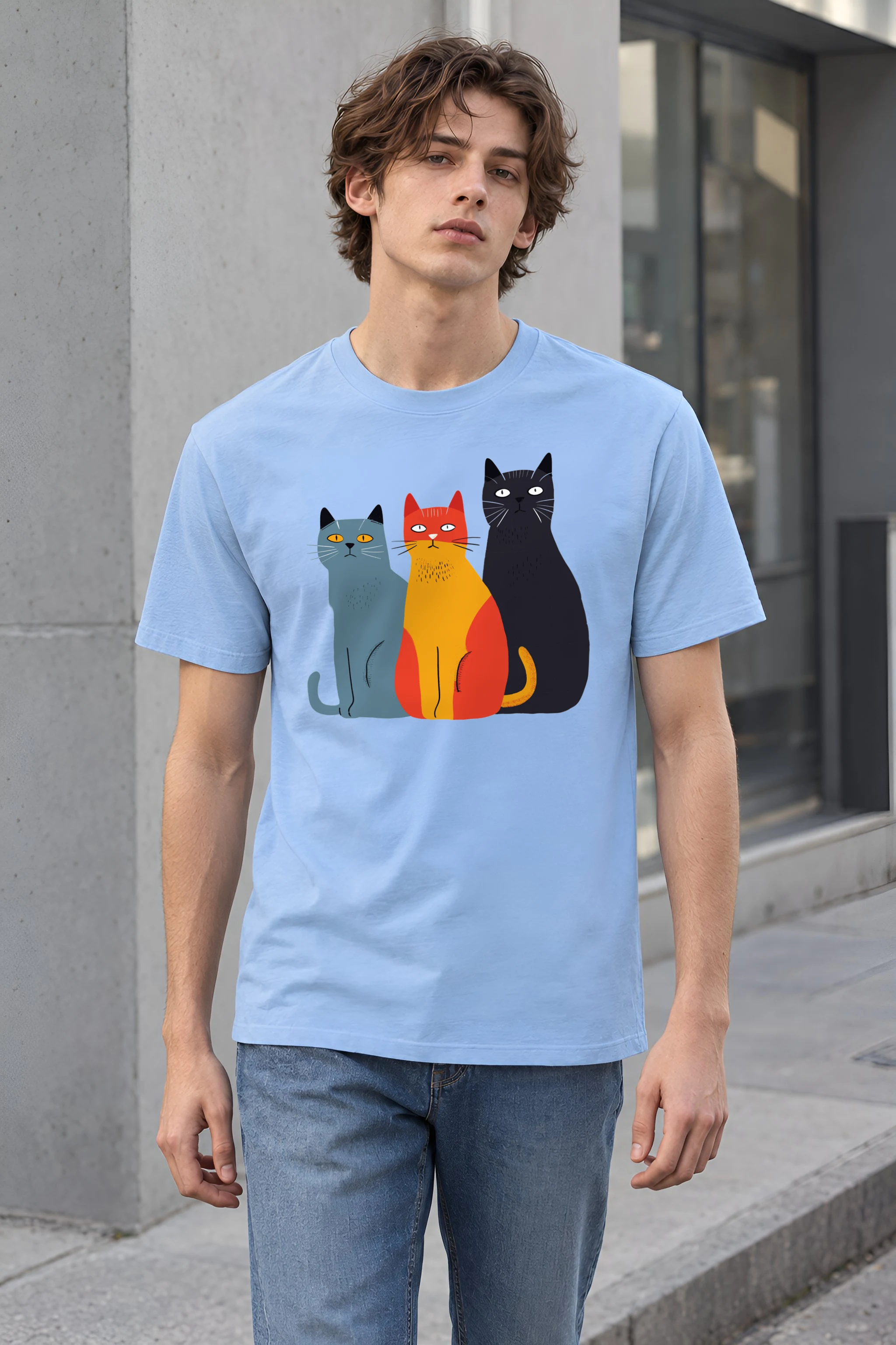 "Three Cat Lineup" Heavyweight Unisex Crewneck T-shirt