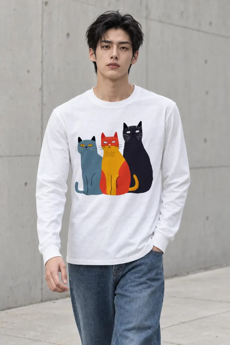 "Three Cat Lineup" Unisex Longsleeve T-shirt