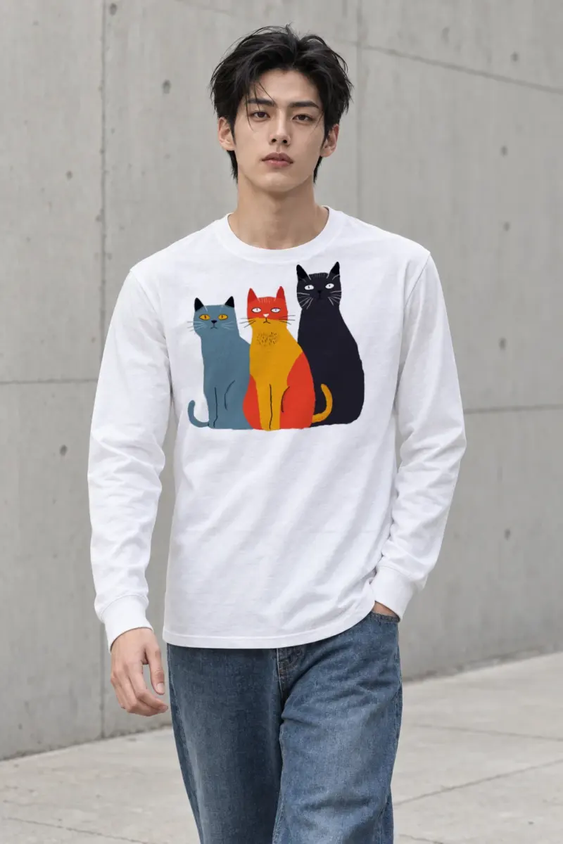 "Three Cat Lineup" Unisex Longsleeve T-shirt