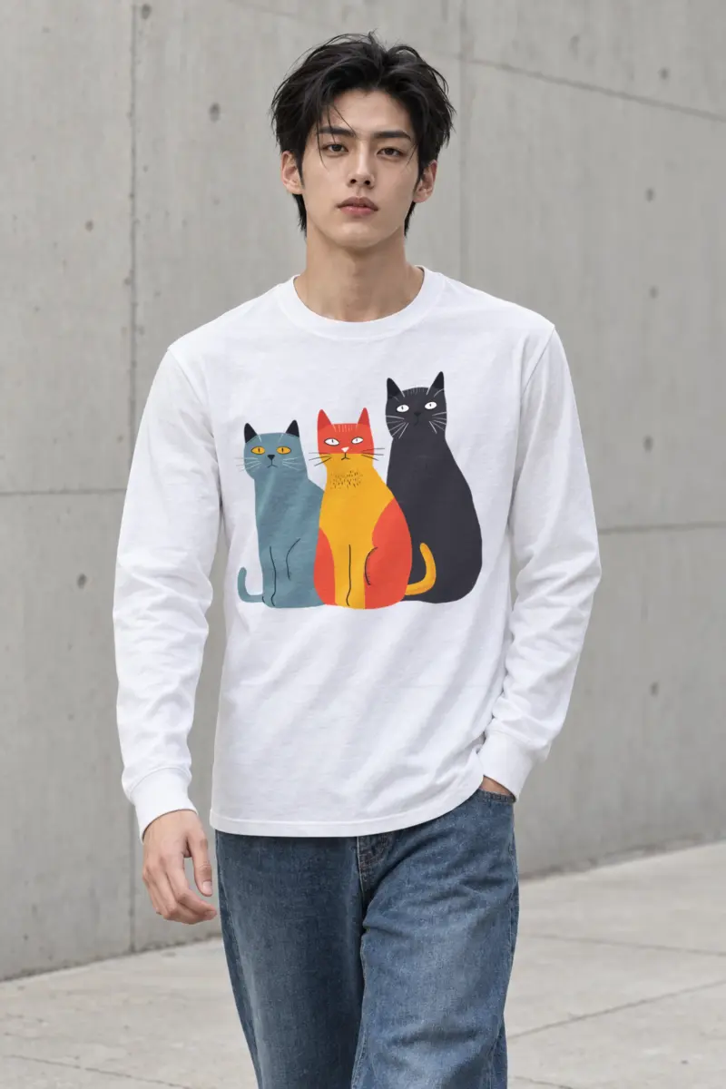 "Three Cat Lineup" Unisex Longsleeve T-shirt