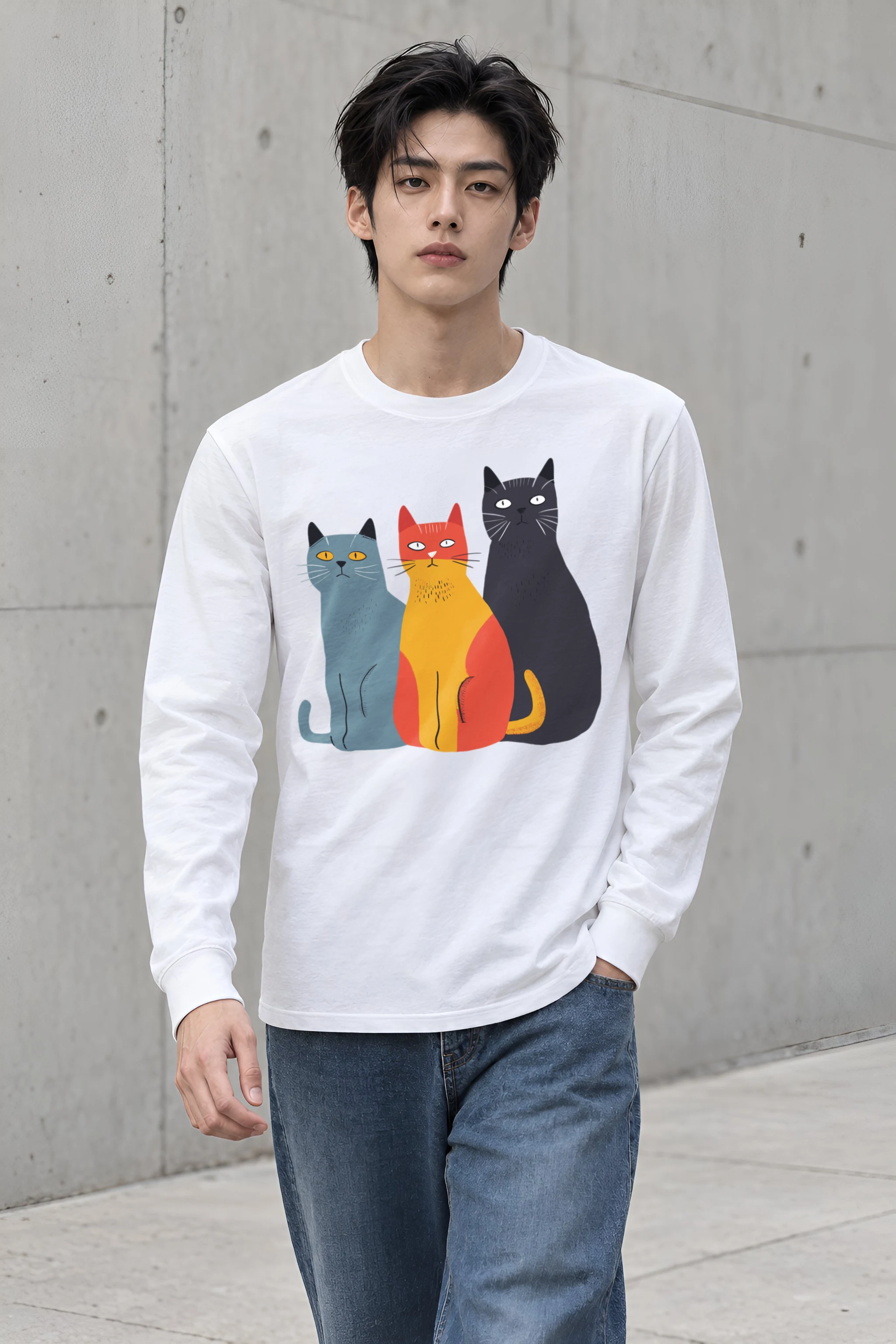 "Three Cat Lineup" Unisex Longsleeve T-shirt