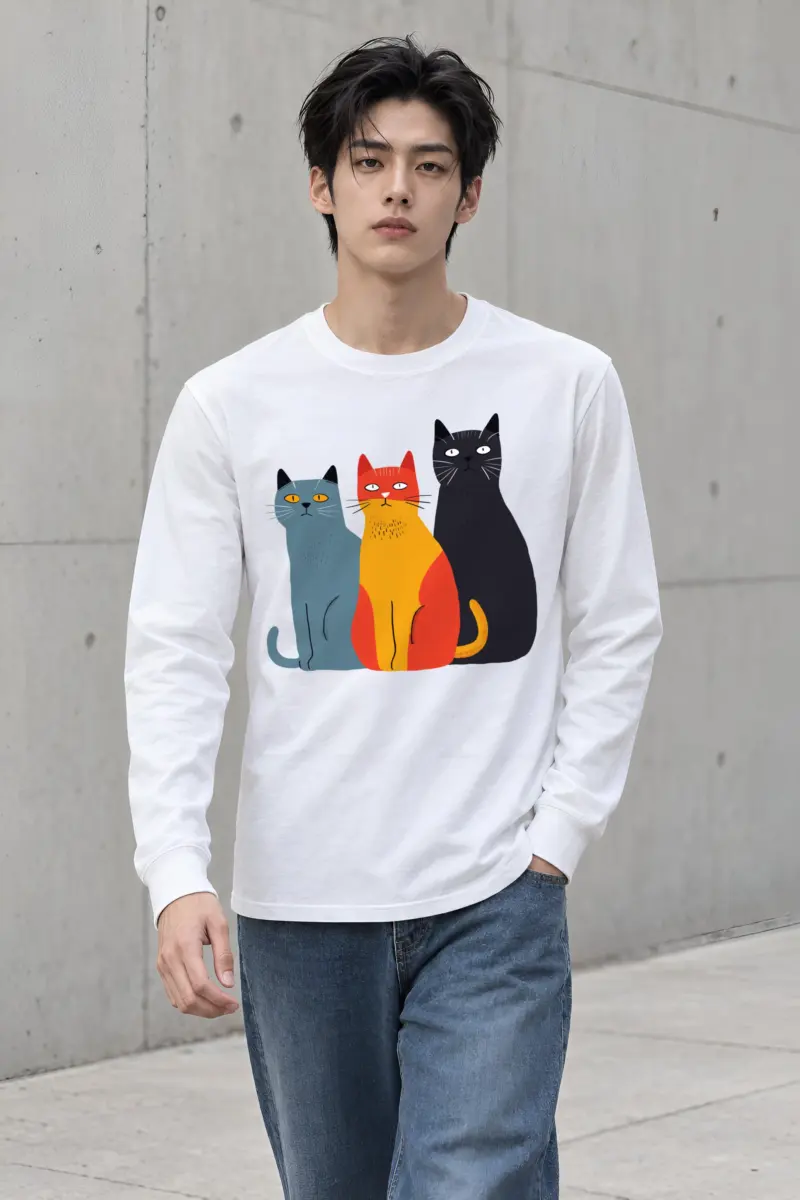 "Three Cat Lineup" Unisex Longsleeve T-shirt