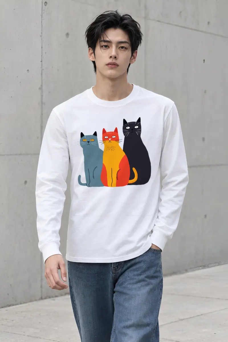 "Three Cat Lineup" Unisex Longsleeve T-shirt