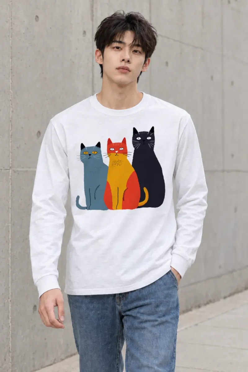 "Three Cat Lineup" Unisex Longsleeve T-shirt | Gildan 2400