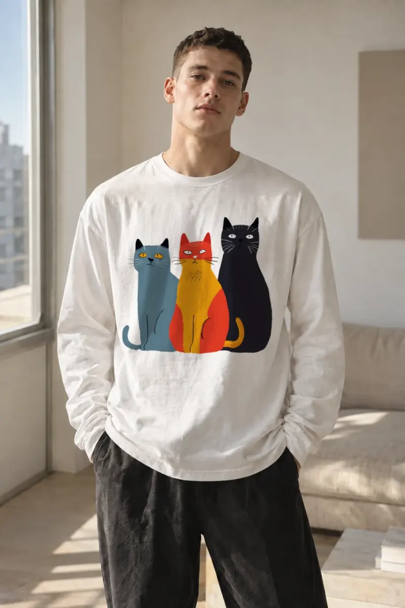 "Three Cat Lineup" Unisex Longsleeve T-shirt | Gildan 2400