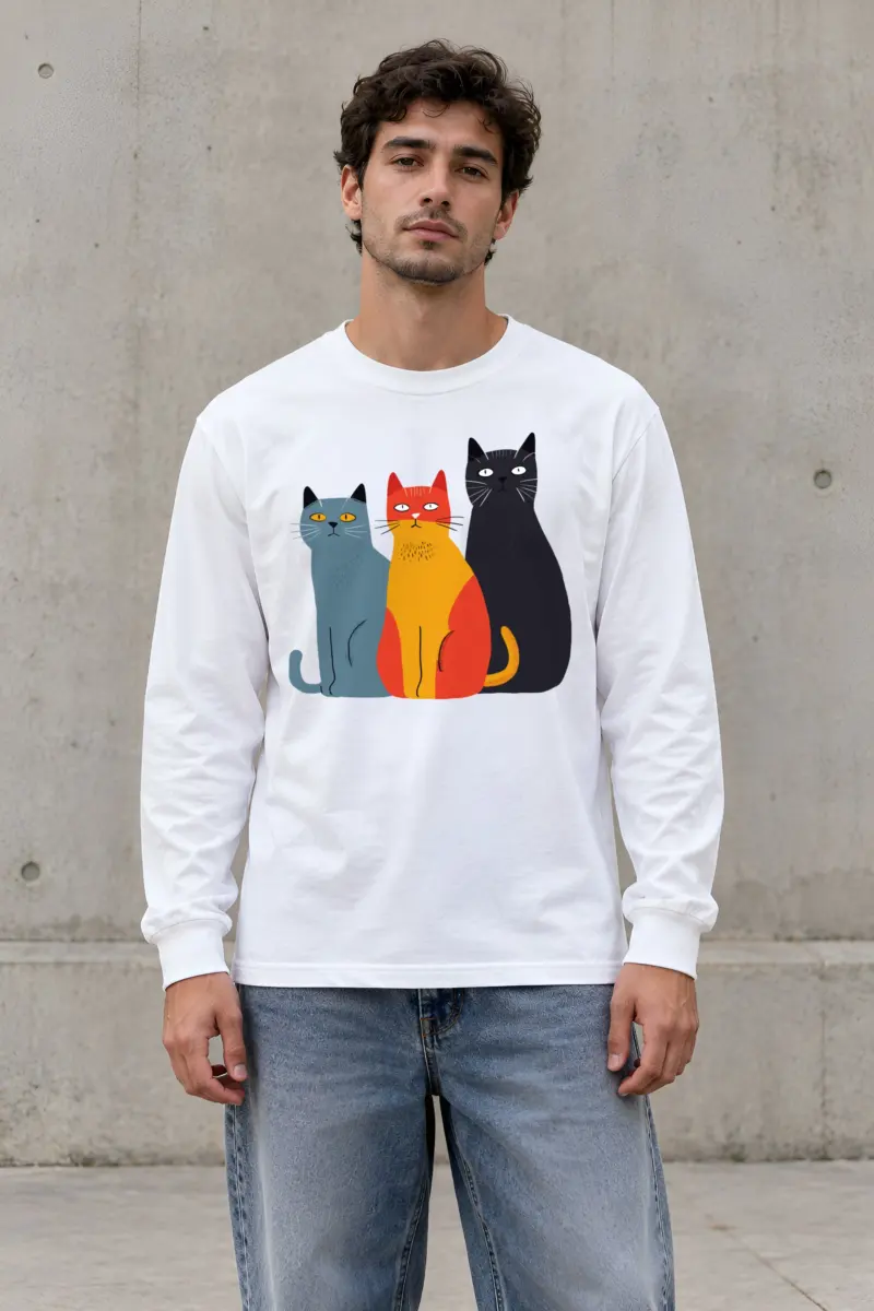 "Three Cat Lineup" Unisex Longsleeve T-shirt