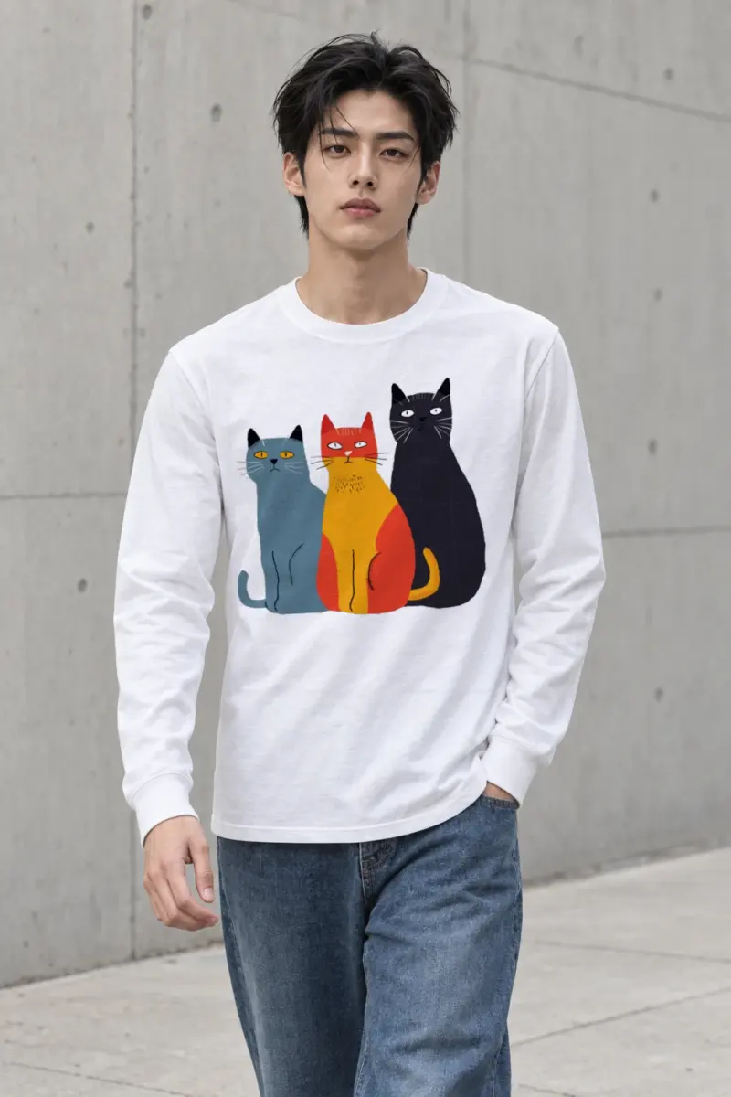 "Three Cat Lineup" Unisex Longsleeve T-shirt