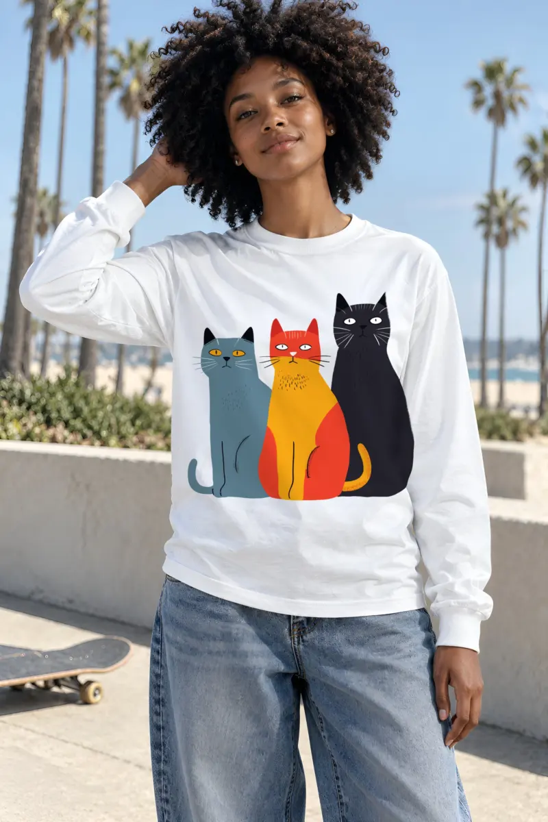 "Three Cat Lineup" Unisex Longsleeve T-shirt