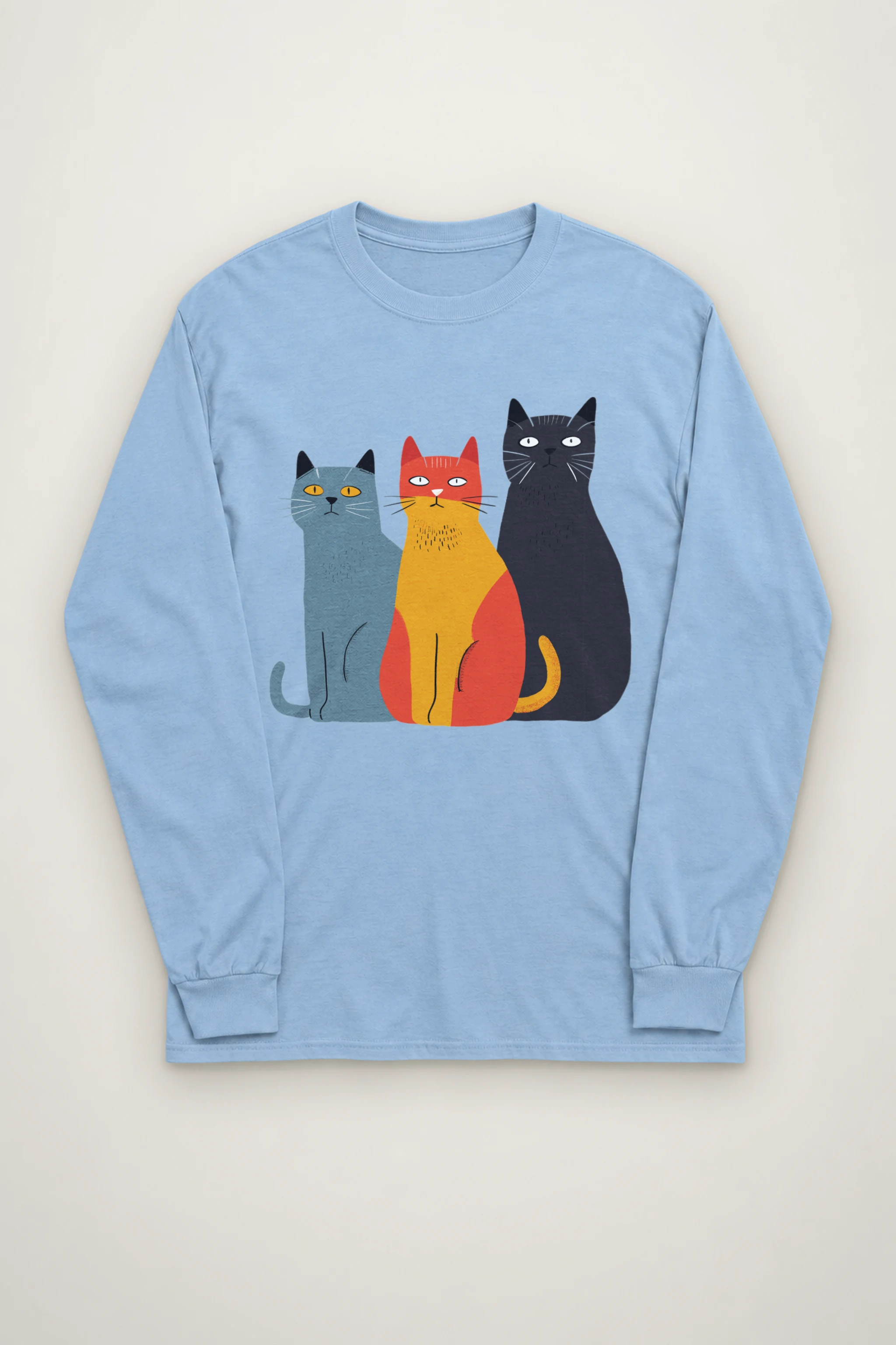 "Three Cat Lineup" Unisex Longsleeve T-shirt
