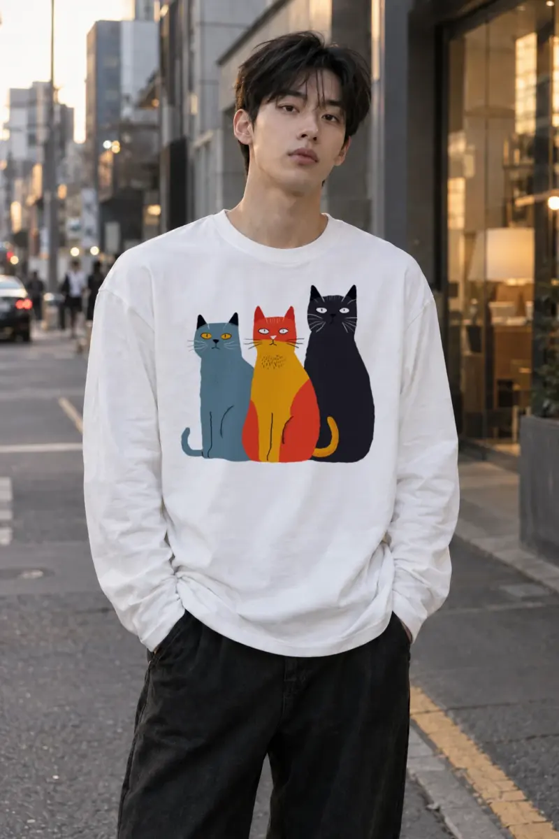 "Three Cat Lineup" Unisex Longsleeve T-shirt | Gildan 2400