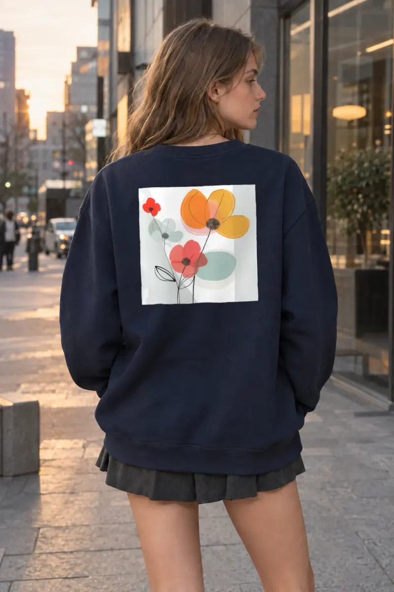 “Three Flower Lines” Heavy Blend Unisex Crewneck Sweatshirt | Gildan 18000