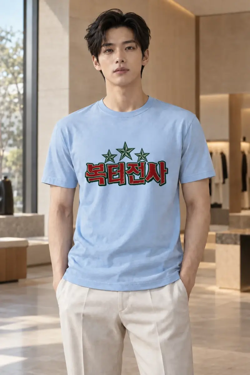 "Three Star Hangul" Heavyweight Unisex Crewneck T-shirt | Gildan 5000