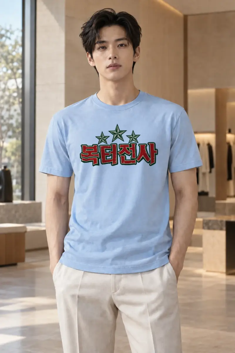 "Three Star Hangul" Heavyweight Unisex Crewneck T-shirt | Gildan 5000