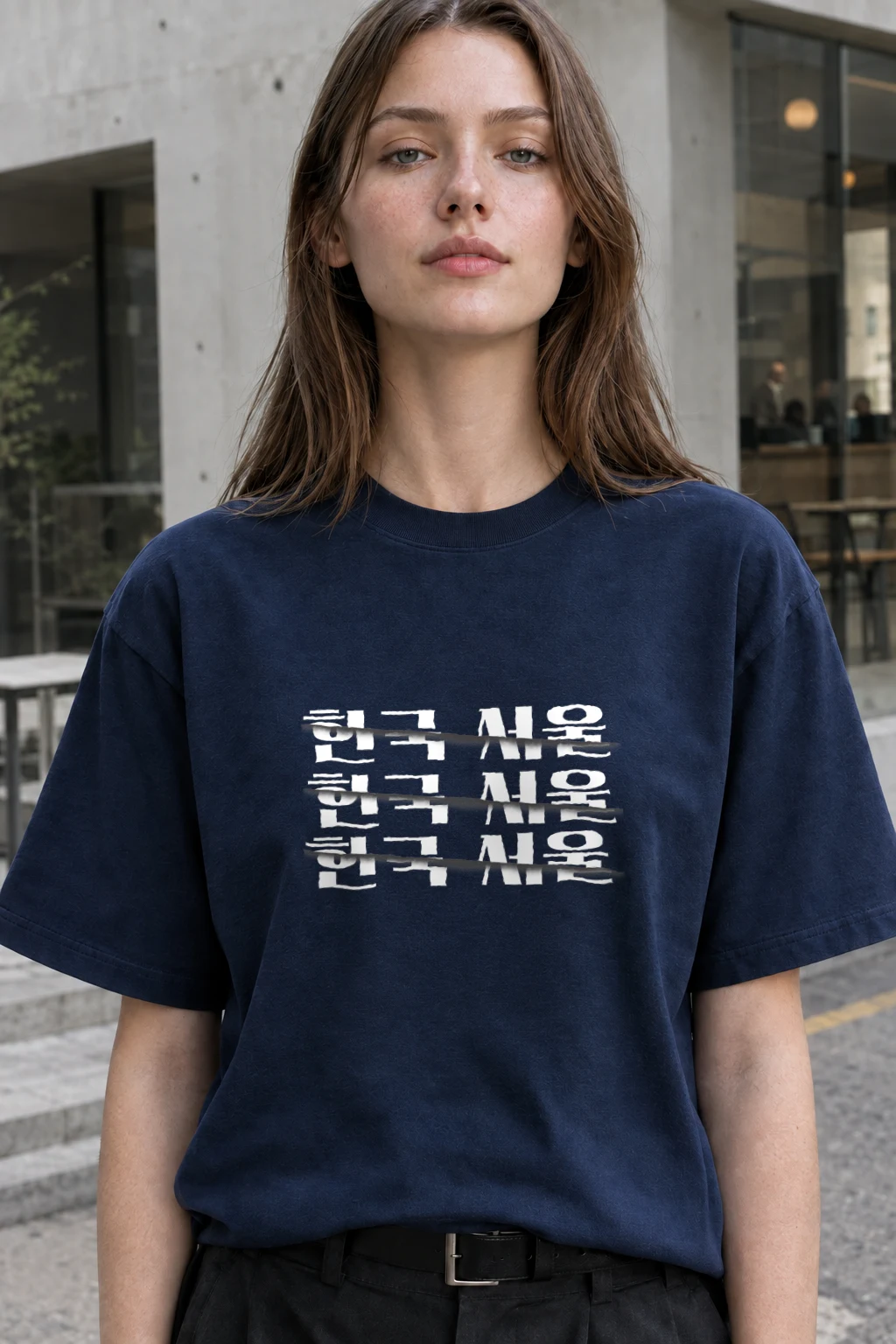 "Three White Strips" Heavyweight Unisex Crewneck T-shirt | Gildan 5000