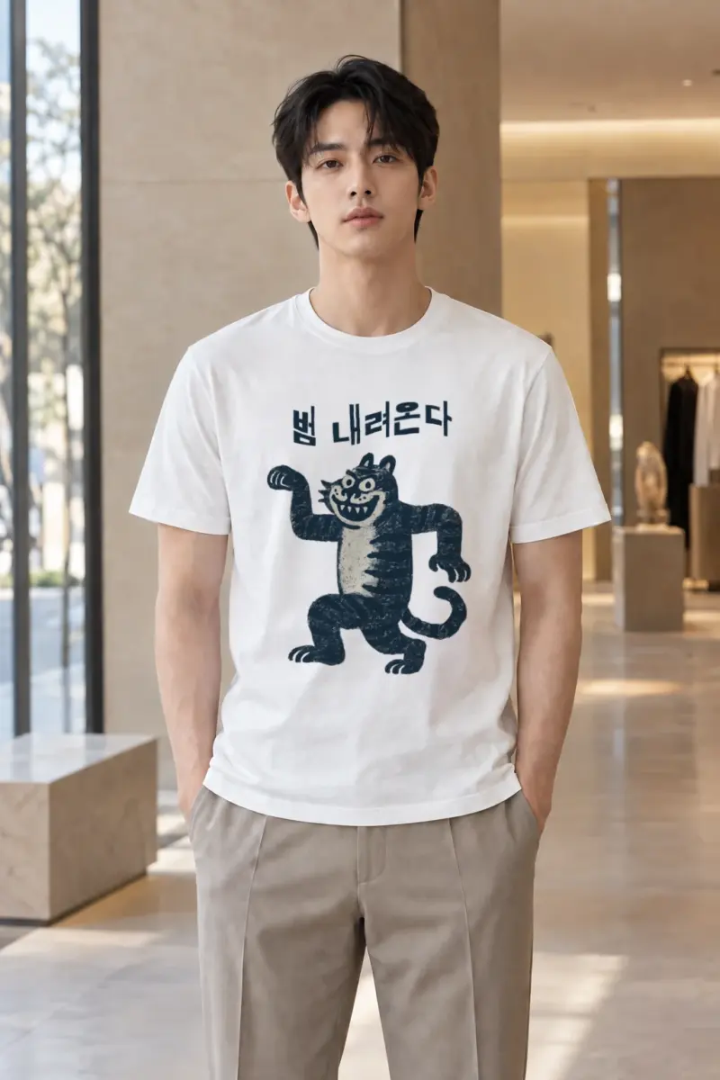 "Tiger Comes Down" Heavyweight Unisex Crewneck T-shirt | Gildan 5000