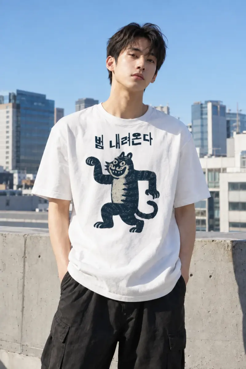 "Tiger Comes Down" Heavyweight Unisex Crewneck T-shirt | Gildan 5000