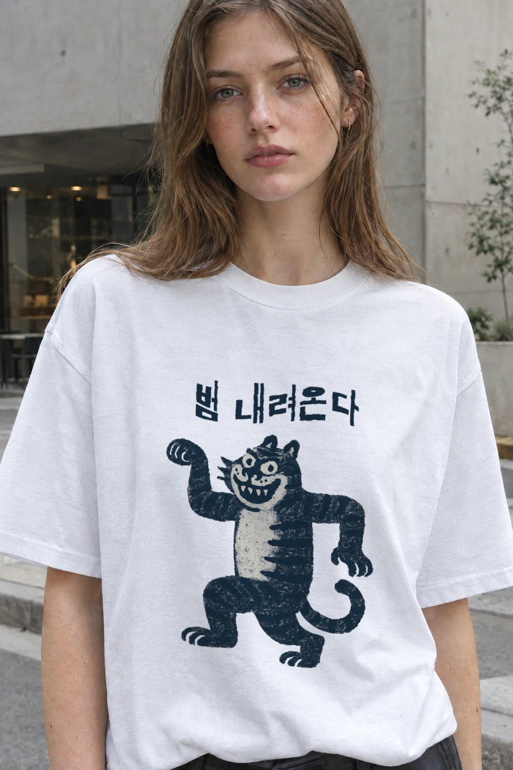 "Tiger Comes Down" Heavyweight Unisex Crewneck T-shirt | Gildan 5000