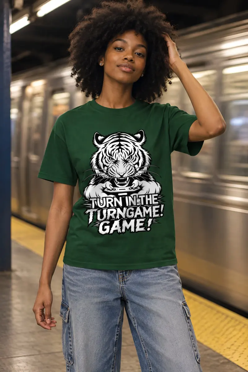 "Tiger Controller Grip" Heavyweight Unisex Crewneck T-shirt