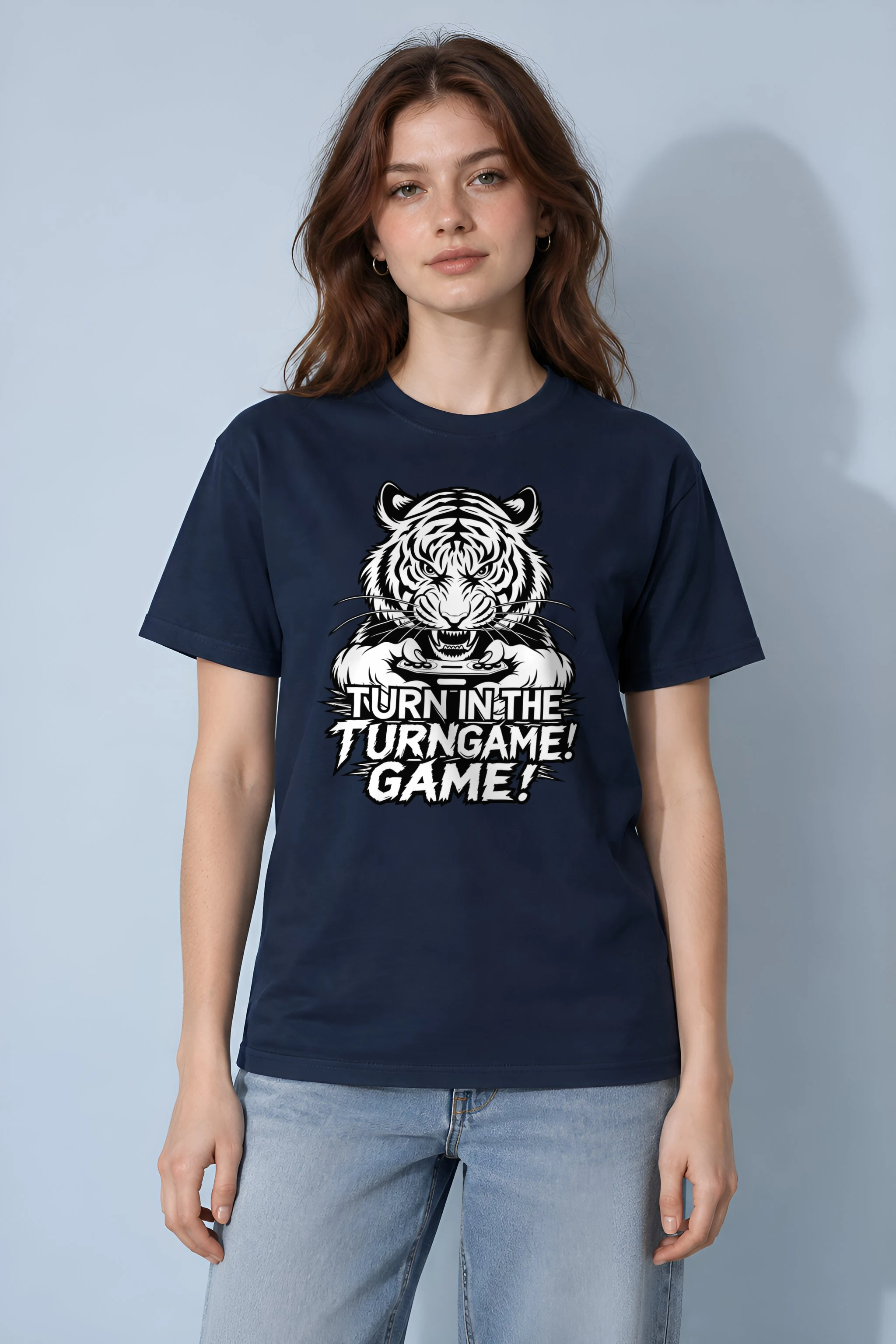 "Tiger Controller Grip" Heavyweight Unisex Crewneck T-shirt