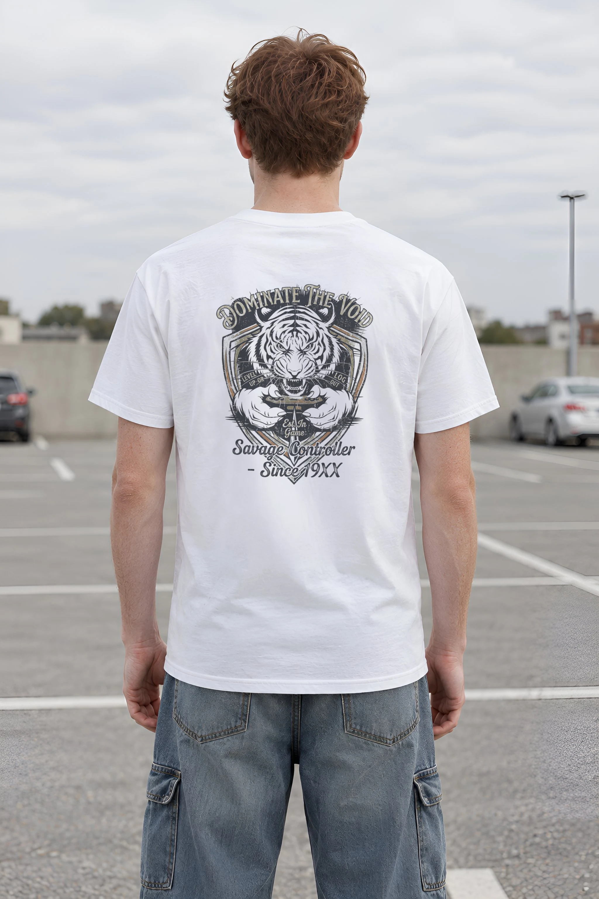 "Tiger Controller Shield" Heavyweight Unisex Crewneck T-shirt
