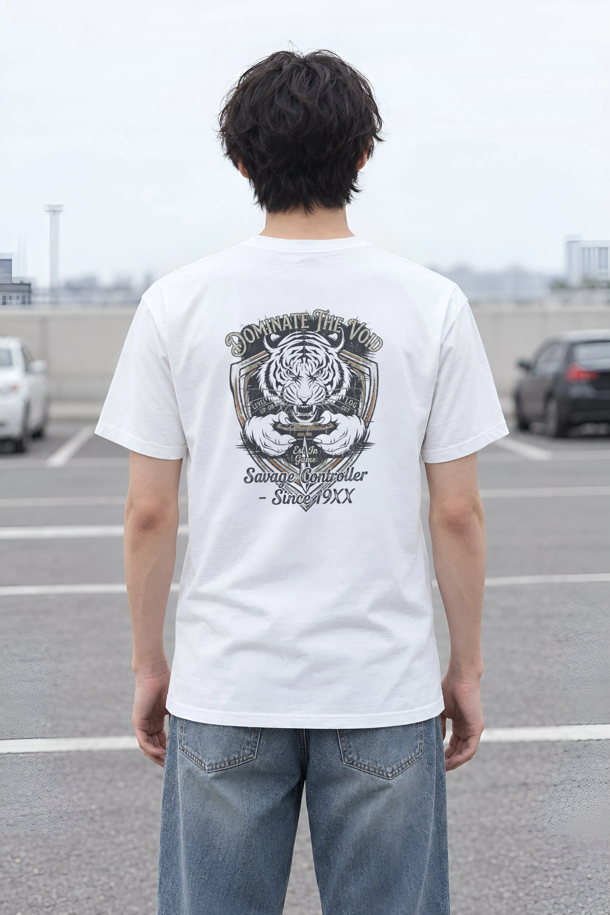 "Tiger Controller Shield" Heavyweight Unisex Crewneck T-shirt