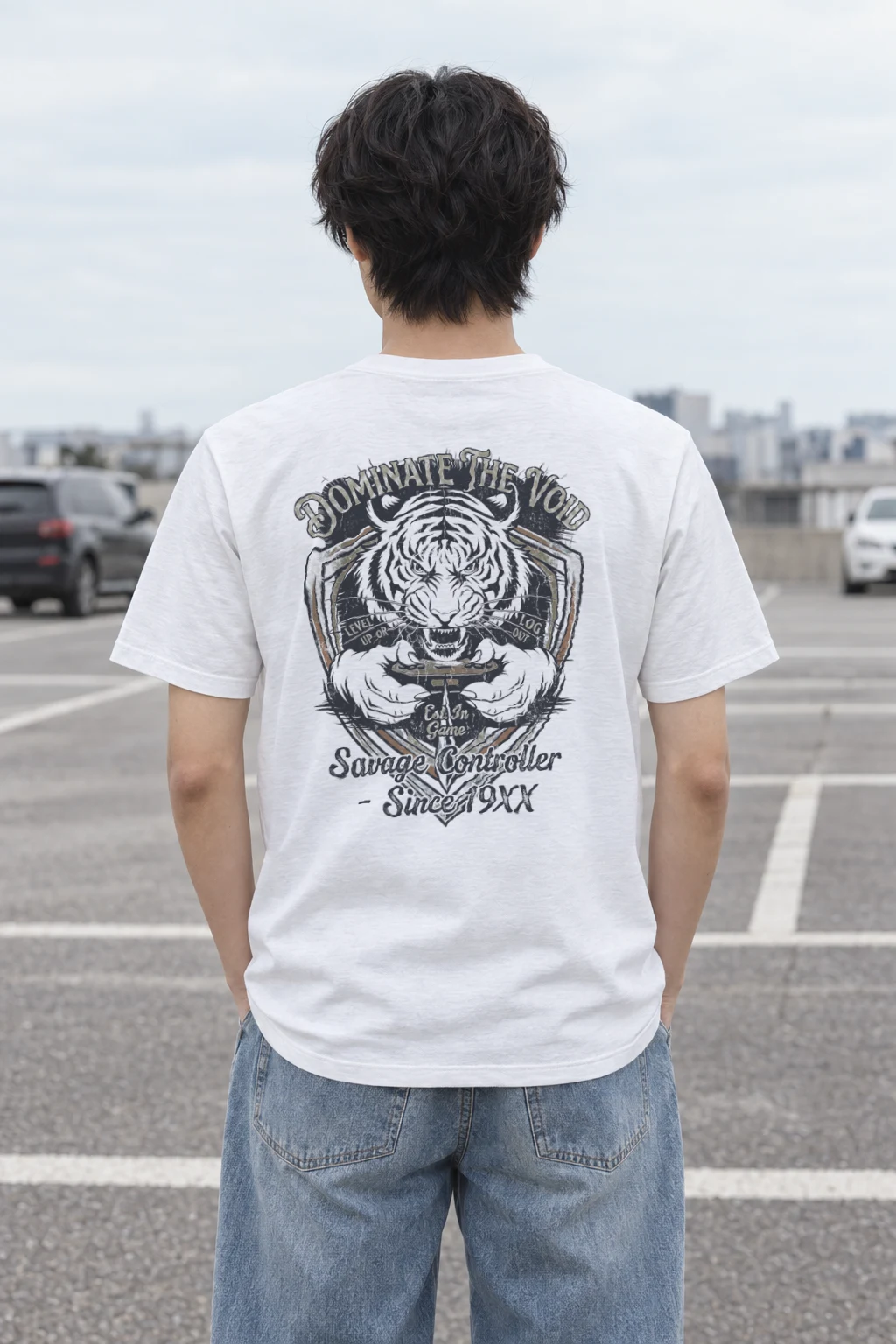 "Tiger Controller Shield" Heavyweight Unisex Crewneck T-shirt | Gildan 5000