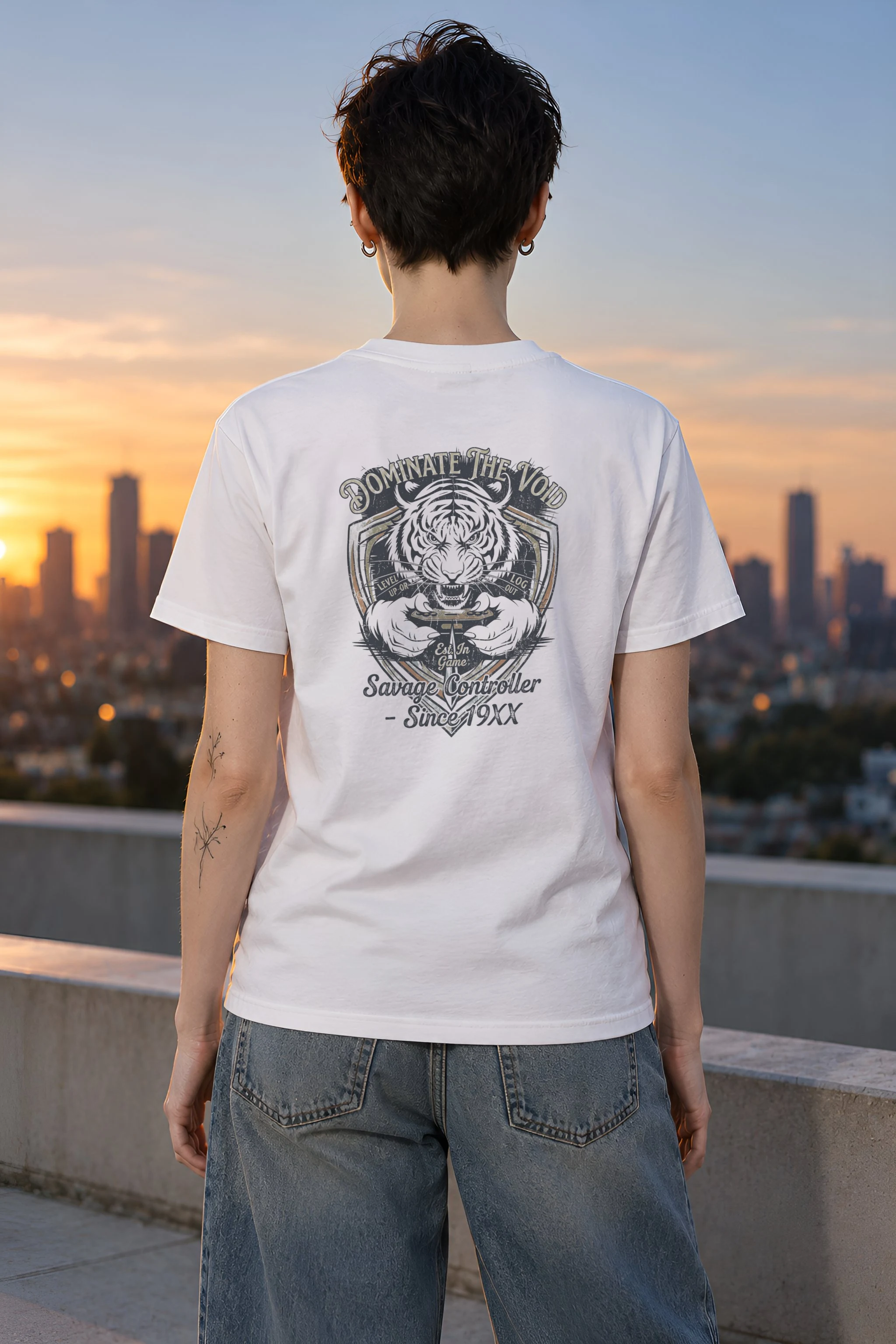 "Tiger Controller Shield" Heavyweight Unisex Crewneck T-shirt