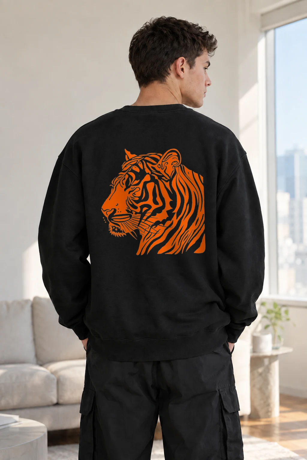 "Tiger Profile" Heavy Blend Unisex Crewneck Sweatshirt | Gildan 18000