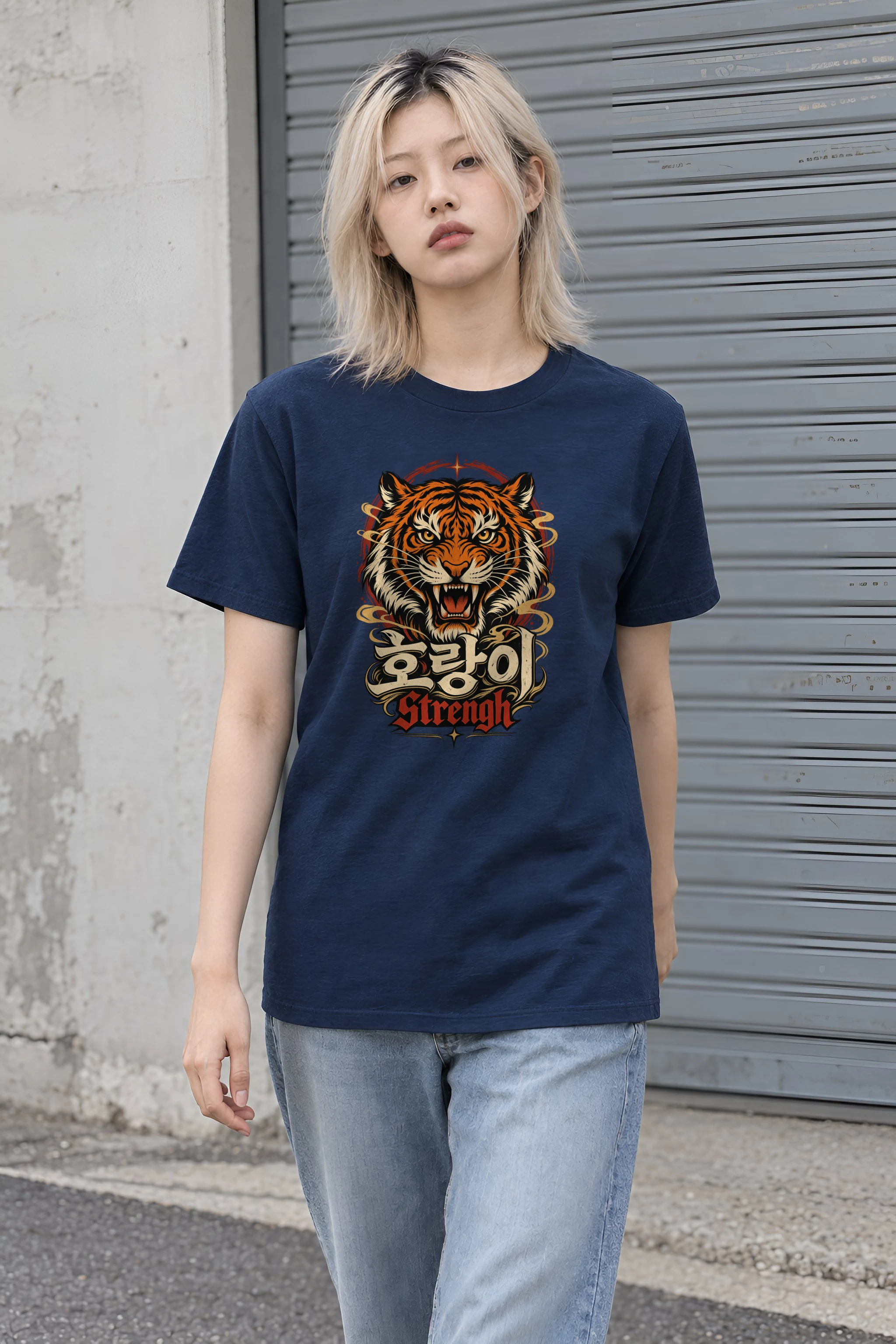 "Tiger Strength" Heavyweight Unisex Crewneck T-shirt