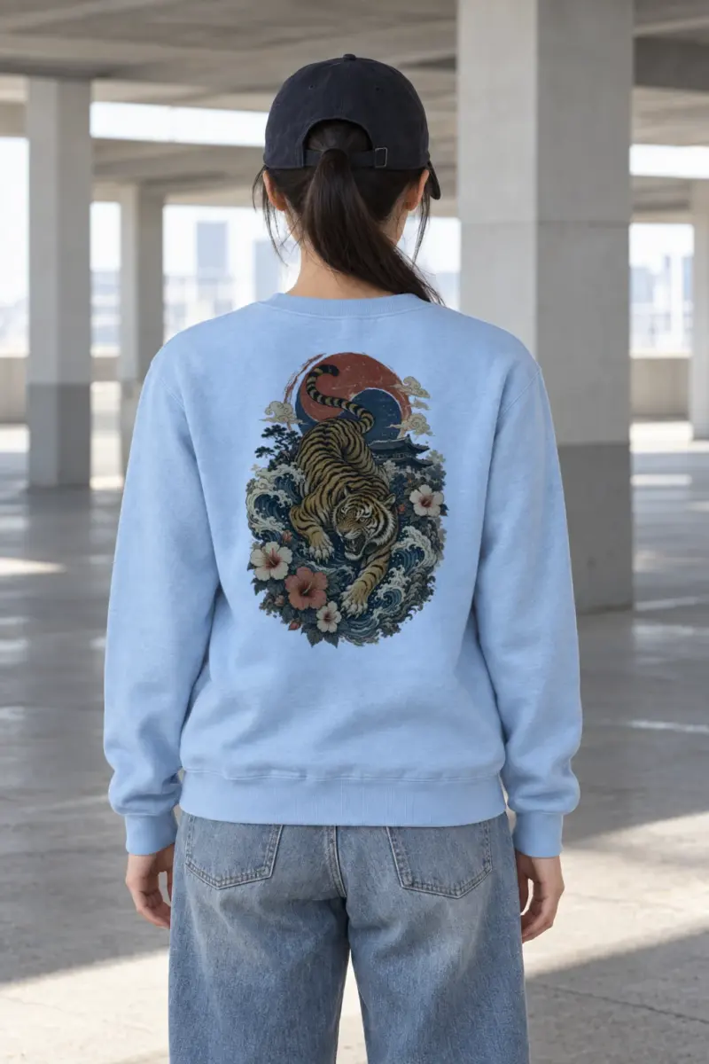 "Tiger Wave Prowl" Heavy Blend Unisex Crewneck Sweatshirt