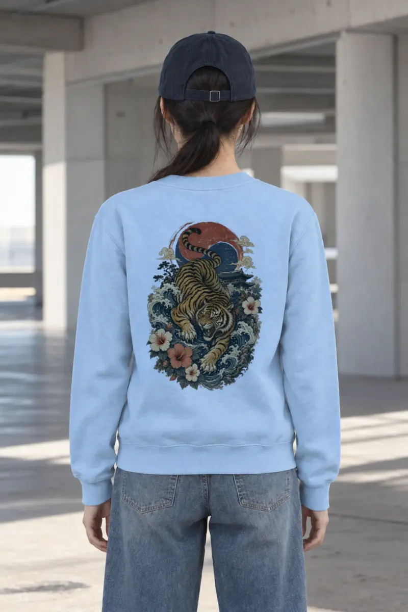 "Tiger Wave Prowl" Heavy Blend Unisex Crewneck Sweatshirt