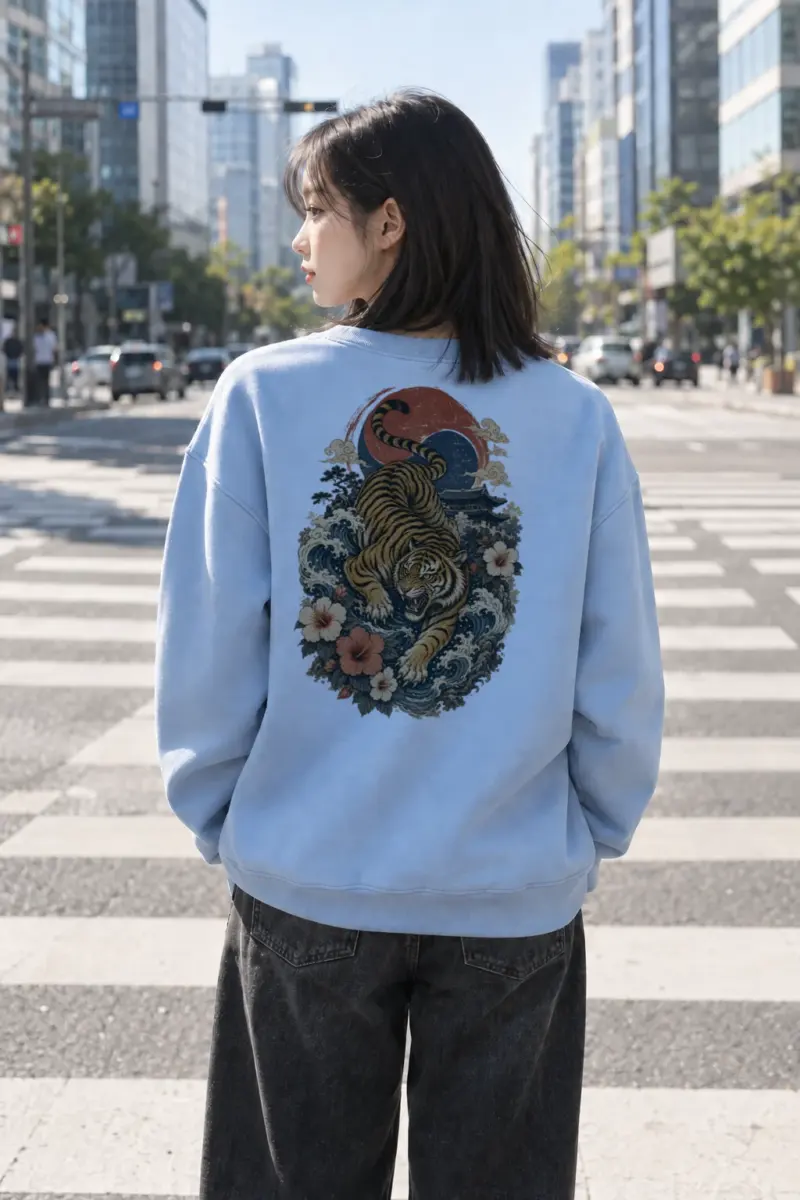 "Tiger Wave Prowl" Heavy Blend Unisex Crewneck Sweatshirt | Gildan 18000
